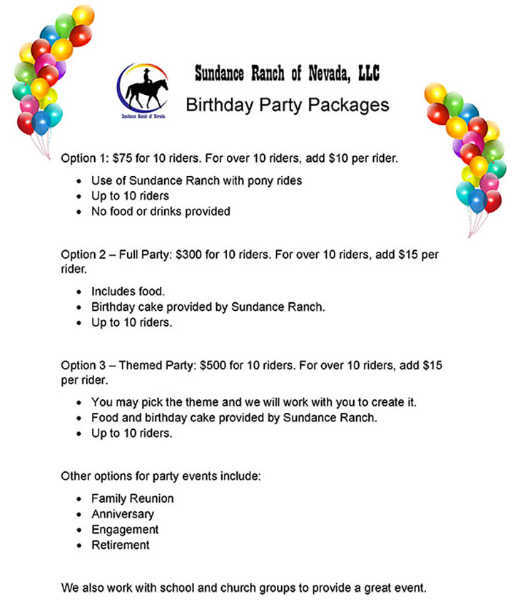 Birthday Packages